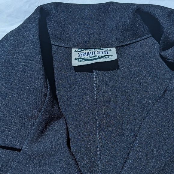 Vintage Separate  Scene Button Front Black Dress Trench Jacket - Size 14 - Picture 4 of 5